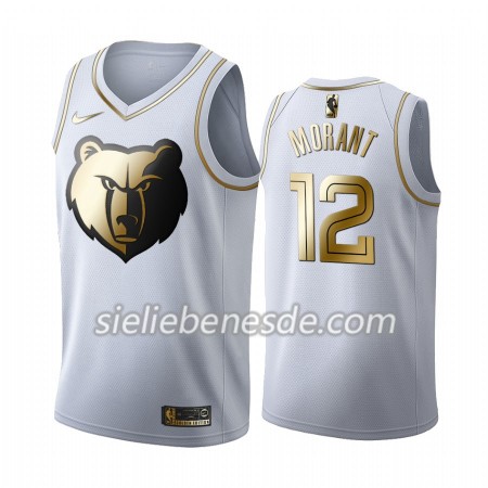 Herren NBA Memphis Grizzlies Trikot Ja Morant 12 Nike 2019-2020 Weiß Golden Edition Swingman